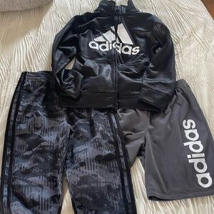 Adidas size 6 boys jacket, pants and shorts